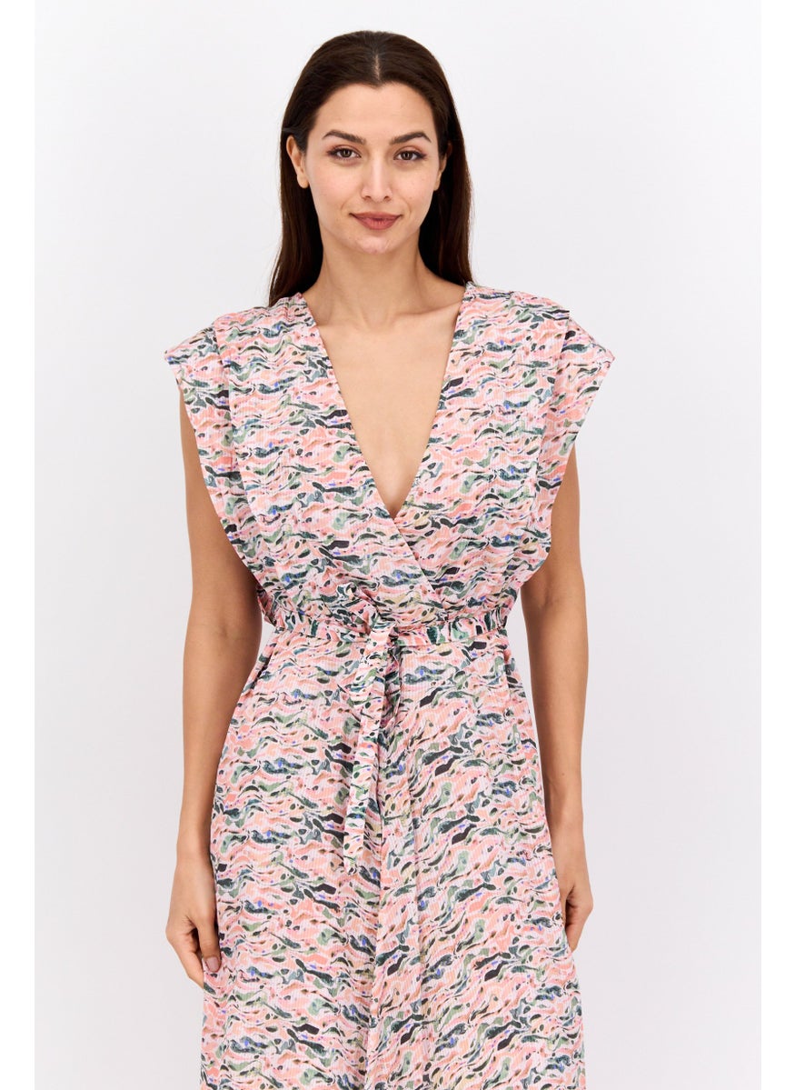 Scotch & Soda Women Allover Print Midi Dress, Pink Combo  - Image 2