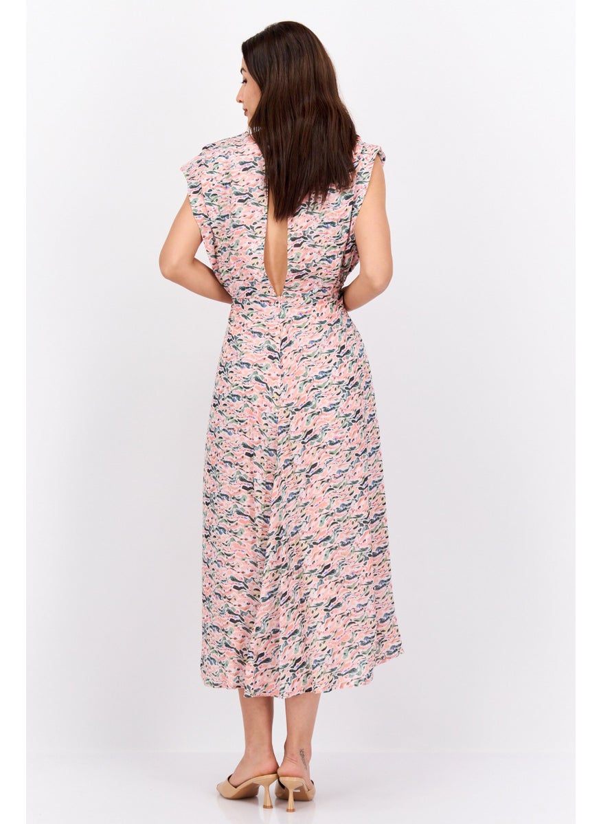 Scotch & Soda Women Allover Print Midi Dress, Pink Combo  - Image 4