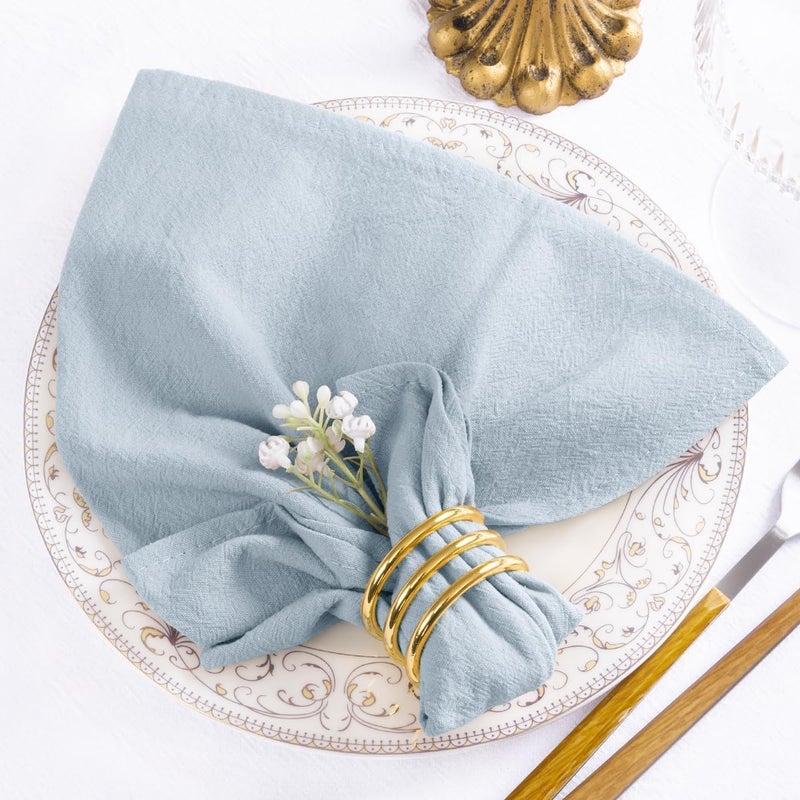 MLMW Silver Blue Cloth Napkins مجموعة من 6 ربيع من الكتان القطن من المناديل القماش القابلة للغسل 16 ""؟ 16 " - Image 3