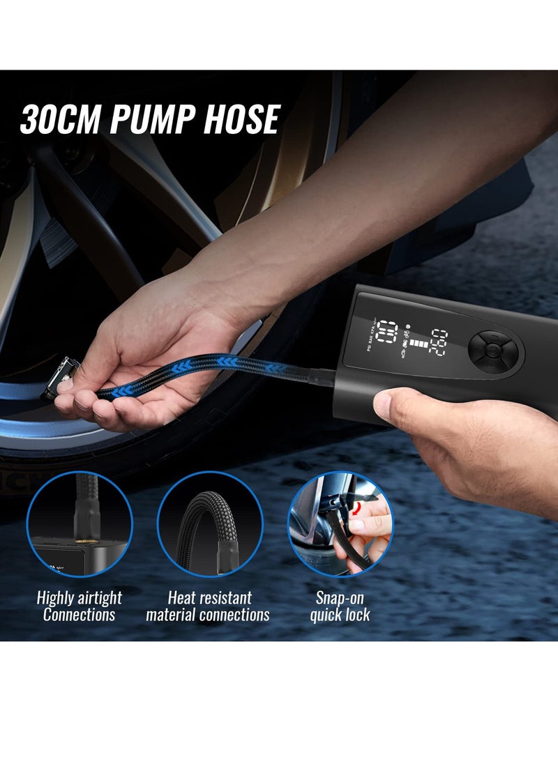 SYOSI Air Compressor Portable Tyre Inflator 8000mAh Rechargeable Bike Pump Cordless Air Pump with Digital Display Power Bank LED Light Digital Pressure Gauge for Car Bike Motorcycle Ball  - Image 5