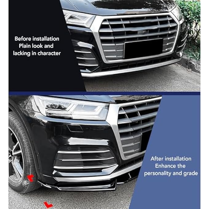 Sunisfa 3pcs Front Bumper Lip Spoiler Splitter Body Kit Bumper Lip Diffuser Replacement for SQ5 FY Sline 2018-2020 Gloss Black - Image 2