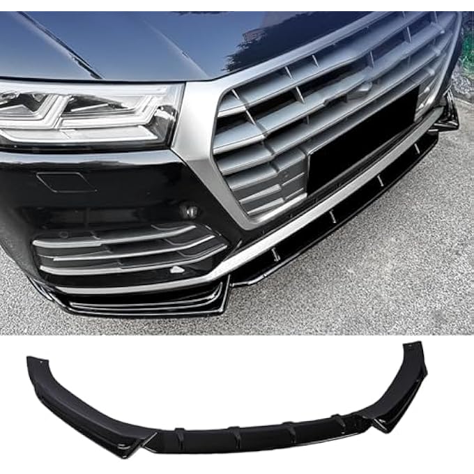 Sunisfa 3pcs Front Bumper Lip Spoiler Splitter Body Kit Bumper Lip Diffuser Replacement for SQ5 FY Sline 2018-2020 Gloss Black - Image 4