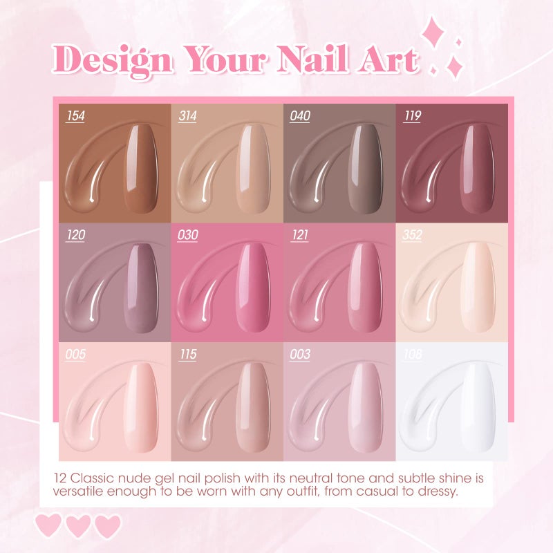 Gellen Gel Nail Polish Kit with U V LED Light 72W Nail Dryer, 12 Gel Nail Colors, No Wipe Top Base Coat, Nail Art Decorations, Manicure Tools, All-In-One Manicure Kit for Mother's Day Gift - Image 3