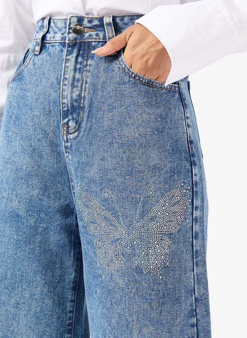 جينجر جينز بقصة مستقيمة مزين بفراشات - Image 4