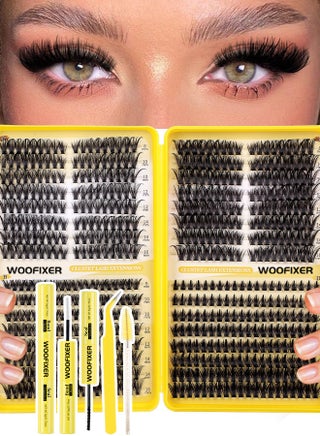 608 Pcs Lash Clusters, Lash Adhesive Glue & Lash Tweezer Set Eyelash Extensions Wispy False Eyelashes Lash Clusters DIY Eyelash Extensions Individual False Eyelashes for Women D-Curl Perfection for Your Eyes! - view 2