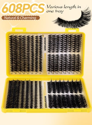 608 Pcs Lash Clusters, Lash Adhesive Glue & Lash Tweezer Set Eyelash Extensions Wispy False Eyelashes Lash Clusters DIY Eyelash Extensions Individual False Eyelashes for Women D-Curl Perfection for Your Eyes! - view 4