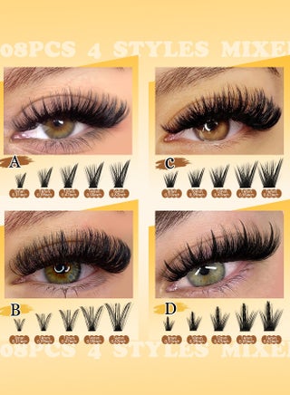 608 Pcs Lash Clusters, Lash Adhesive Glue & Lash Tweezer Set Eyelash Extensions Wispy False Eyelashes Lash Clusters DIY Eyelash Extensions Individual False Eyelashes for Women D-Curl Perfection for Your Eyes! - view 5