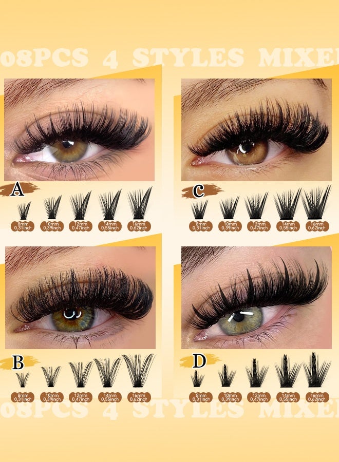 Woofixer 608 Pcs Lash Clusters, Lash Adhesive Glue & Lash Tweezer Set Eyelash Extensions Wispy False Eyelashes Lash Clusters DIY Eyelash Extensions Individual False Eyelashes for Women D-Curl Perfection for Your Eyes! - Image 5