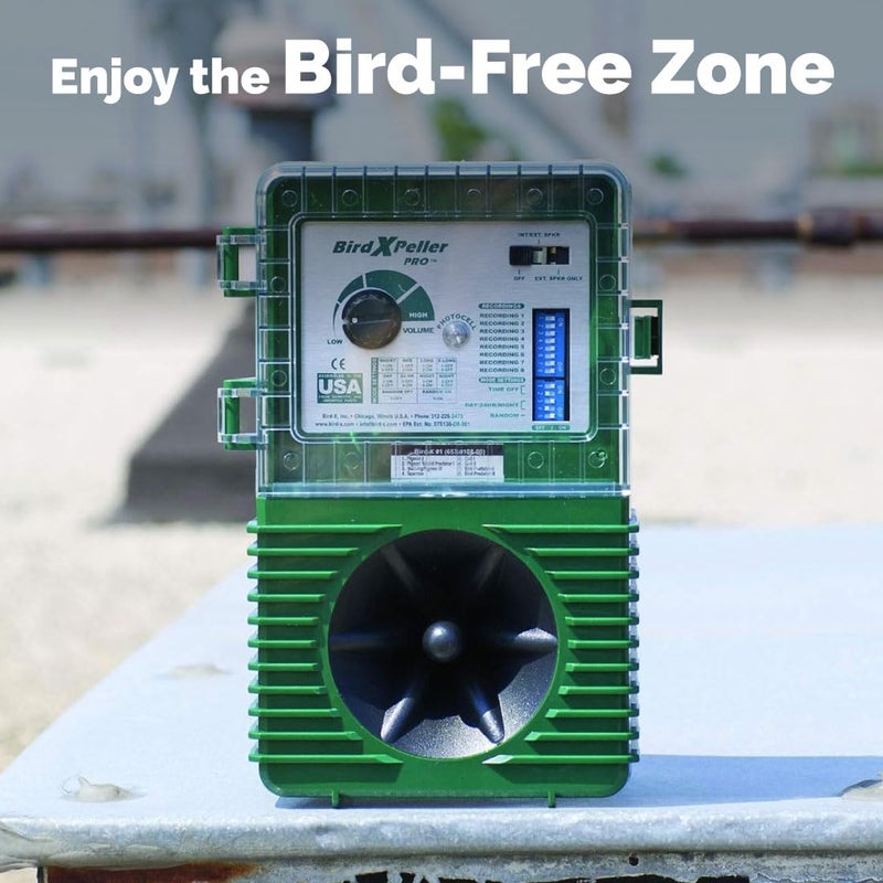 Bird-X BirdXPeller Pro Electronic Bird Preventer Version 2, Sonic Bird Decoy Device, Perfect for Crows, Blackbirds, Grackles, Cormorants, and Ravens, Covers up to 1 Acre, 3-5 kHz Frequency - Image 3