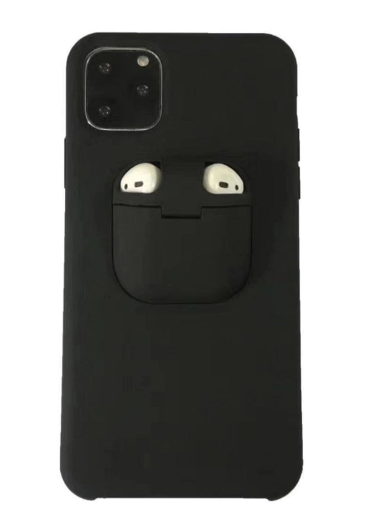 NIBEMINENT 2-In-1 Protective Case Cover For Apple iPhone 11 And AirPods 2 Black