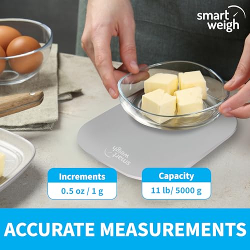 Smart Weigh Gray Digital Kitchen Scale for Cooking, Weight Loss, Calorie Tracking, Baking, Food Portion Control, and Meal Prep - Accurate Measurements in Grams and Ounces - Image 5