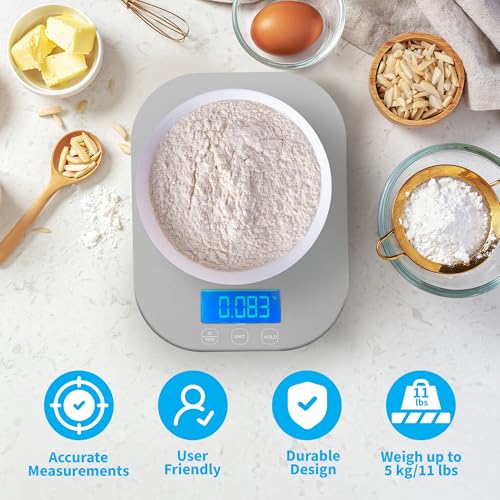 Smart Weigh Gray Digital Kitchen Scale for Cooking, Weight Loss, Calorie Tracking, Baking, Food Portion Control, and Meal Prep - Accurate Measurements in Grams and Ounces - Image 4