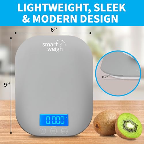 Smart Weigh Gray Digital Kitchen Scale for Cooking, Weight Loss, Calorie Tracking, Baking, Food Portion Control, and Meal Prep - Accurate Measurements in Grams and Ounces - Image 3