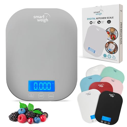 Smart Weigh Gray Digital Kitchen Scale for Cooking, Weight Loss, Calorie Tracking, Baking, Food Portion Control, and Meal Prep - Accurate Measurements in Grams and Ounces - Image 1