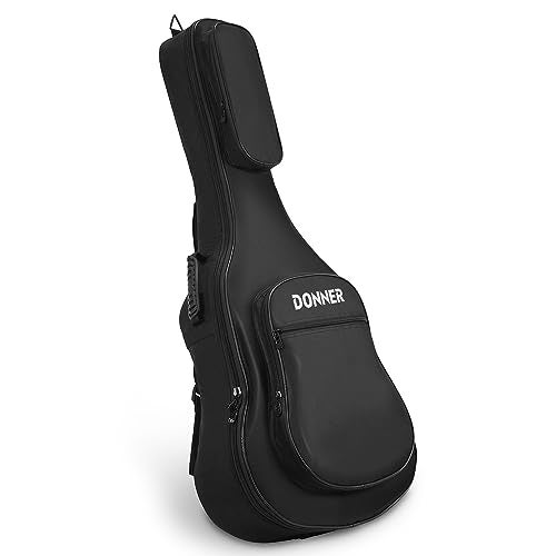 Donner 40 41 Inch Acoustic Guitar Case, 0.4 Inch Thick Padding Sponge 600D Ripstop Waterproof Nylon Soft Guitar Gig Bag with 3 Pockets and Back Hanger Loop, Black - Image 1