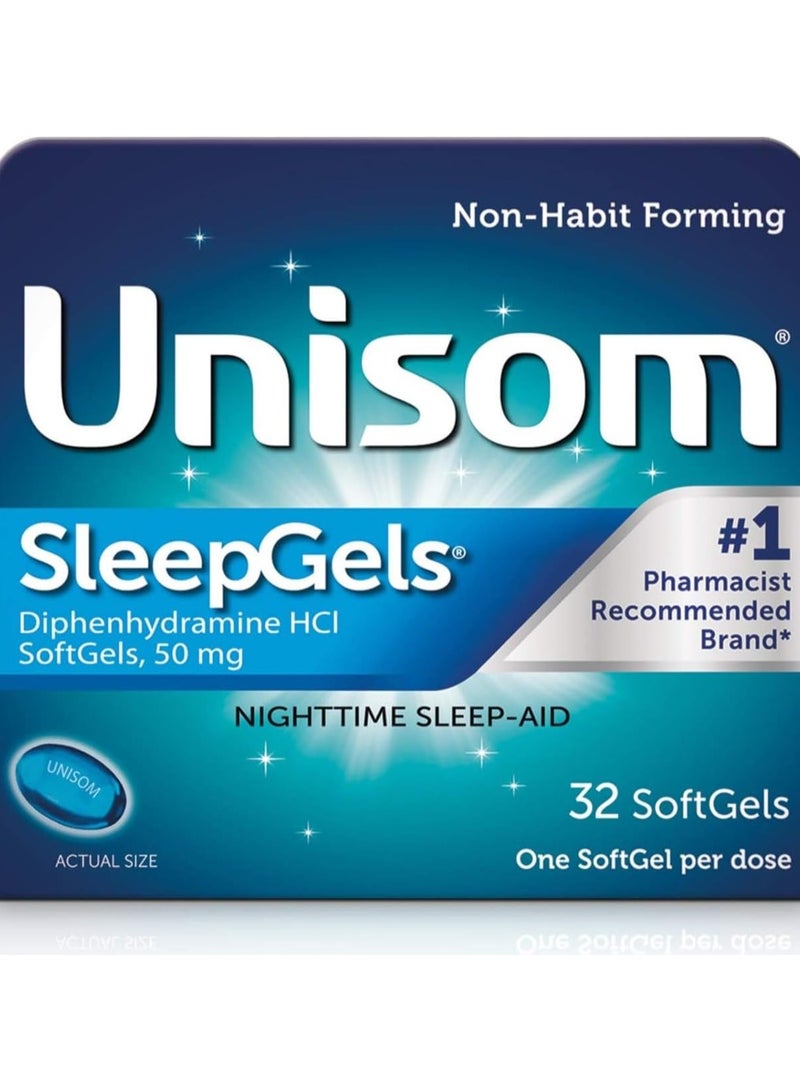 Unisom Sleep Gels Nighttime Sleep Aid 50 mg - 32 SoftGels  - Image 1