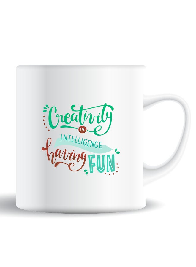 Theodor Premium Quality Two Sided Printed Coffee Mug Tea Cup Creativirty Is Intelligence Having Fun For Home Office, Kids Men Women - Image 1