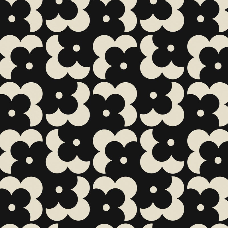 Ismoon Geometric Peel and Stick Wallpaper Boho Black and Beige Contact Paper 118"x17.3" Vintage Floral Wallpaper Removable Self-Adhesive Wall Paper Waterproof for Bathroom Wall Decor Vinyl - Image 1