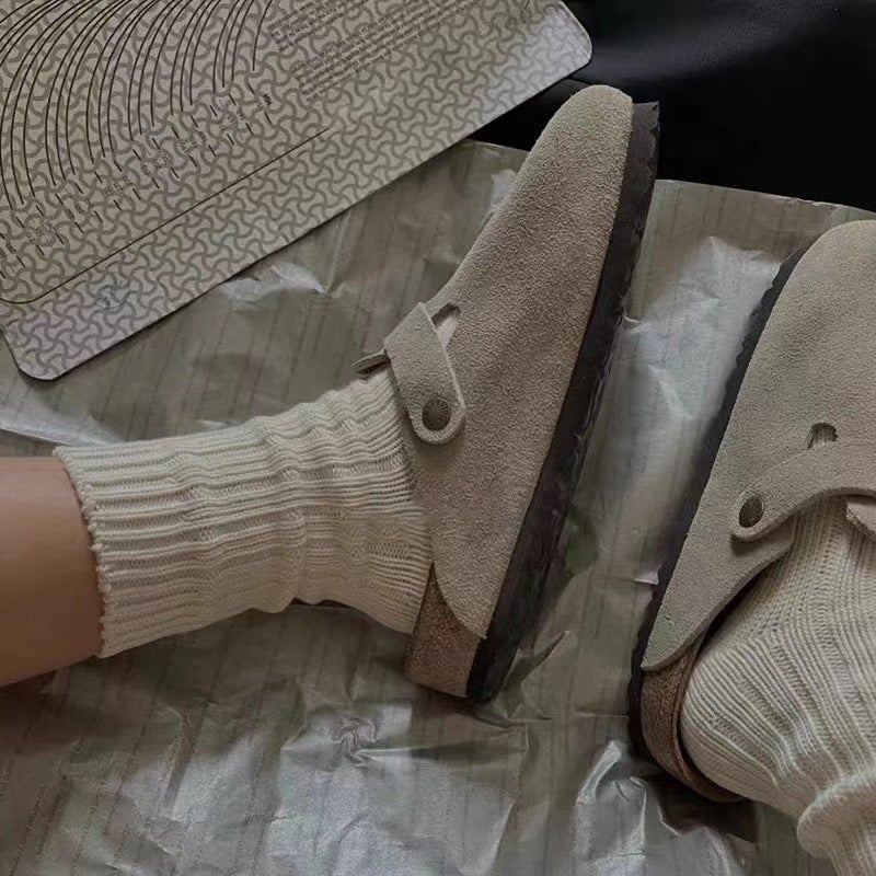 أحذية بيركنستوك، نصف شباشب ذات كعب كسول، نفس النمط للرجال والنساء، صنادل جلدية حقيقية من الفلين، أحذية بيركنستوك كاجوال ريترو - Image 5