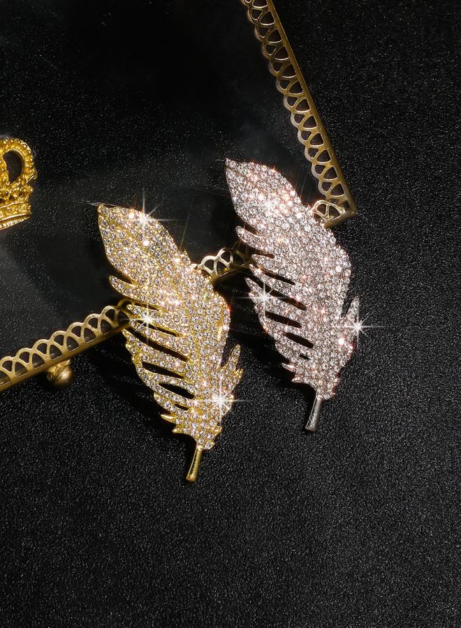 Take Two Feather Shaped Rhinestone Embellished Brooch - Image 4