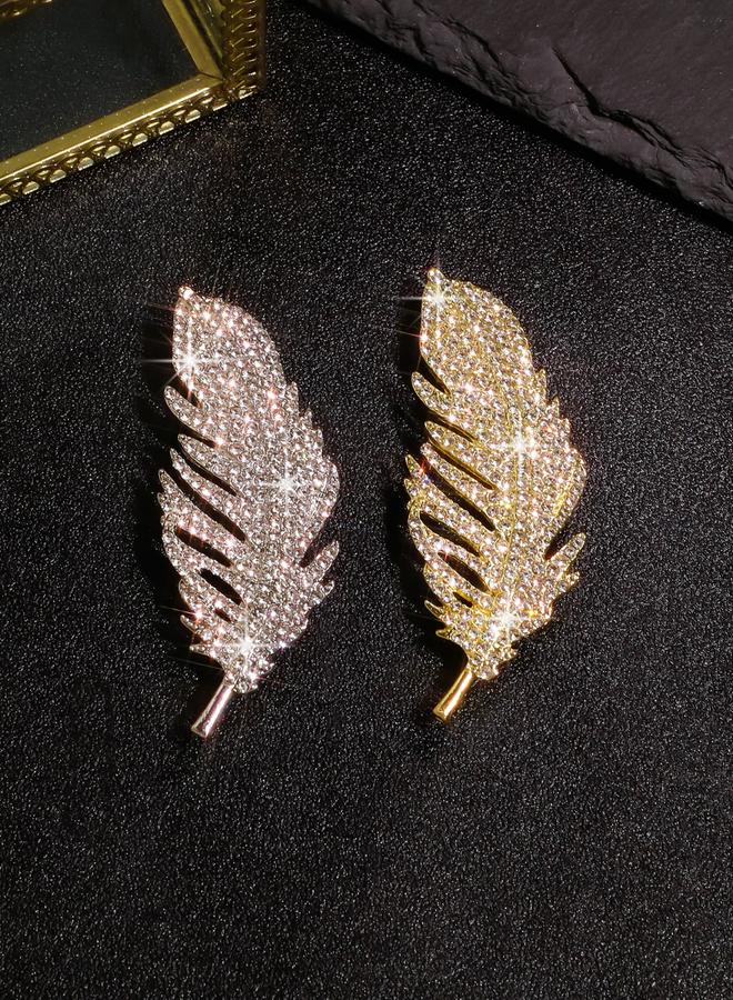 Take Two Feather Shaped Rhinestone Embellished Brooch - Image 5