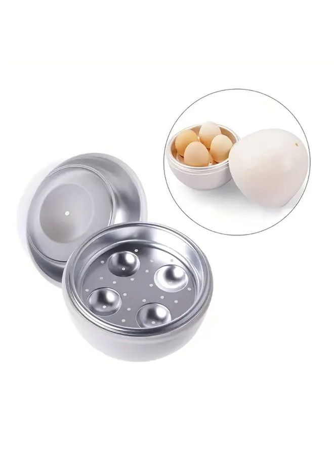 White Microwave Egg Cooker Steamer For Soft Boiled Eggs And Dumplings - Image 2