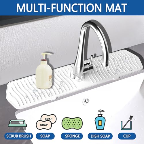 EBIGIC Kitchen Sink Splash Guard-24 x 5.8'' Ultrathin Silicone Sink Mat Splash Guard fit for Countertop, Bathroom,Farmhouse,RV (White) - Image 5