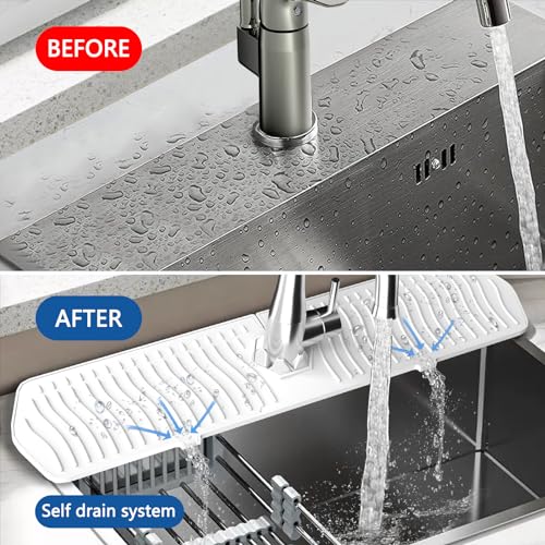 EBIGIC Kitchen Sink Splash Guard-24 x 5.8'' Ultrathin Silicone Sink Mat Splash Guard fit for Countertop, Bathroom,Farmhouse,RV (White) - Image 4