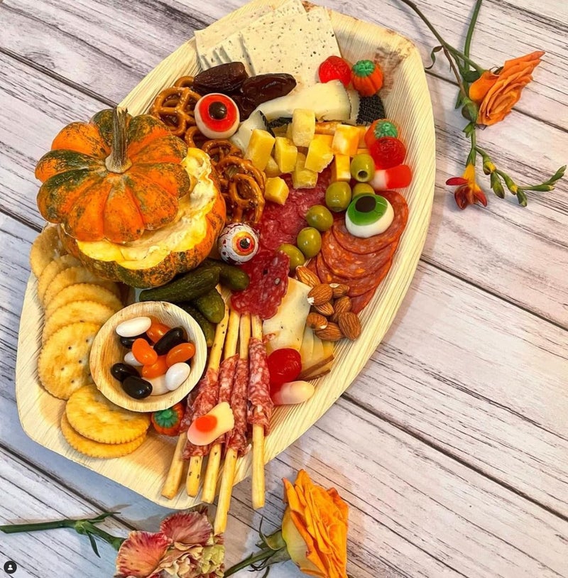 Charity Leaf Disposable Palm Leaf 13"" x 9"" Trays (10 pieces) Bamboo Like Serving Platters  Disposable Boards  Eco-Friendly Dinnerware For Weddings  Catering  Events - Image 3