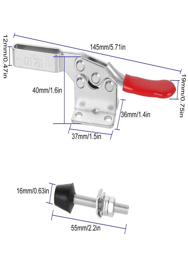 AConnet Adjustable Toggle Clamp 12 Pack 201-B Style Quick Release Toggle Latch Hold Down Clamp Antiskid Red Horizontal Clamps 360Lbs Holding Capacity Quick Release Woodworking Tool - Image 2