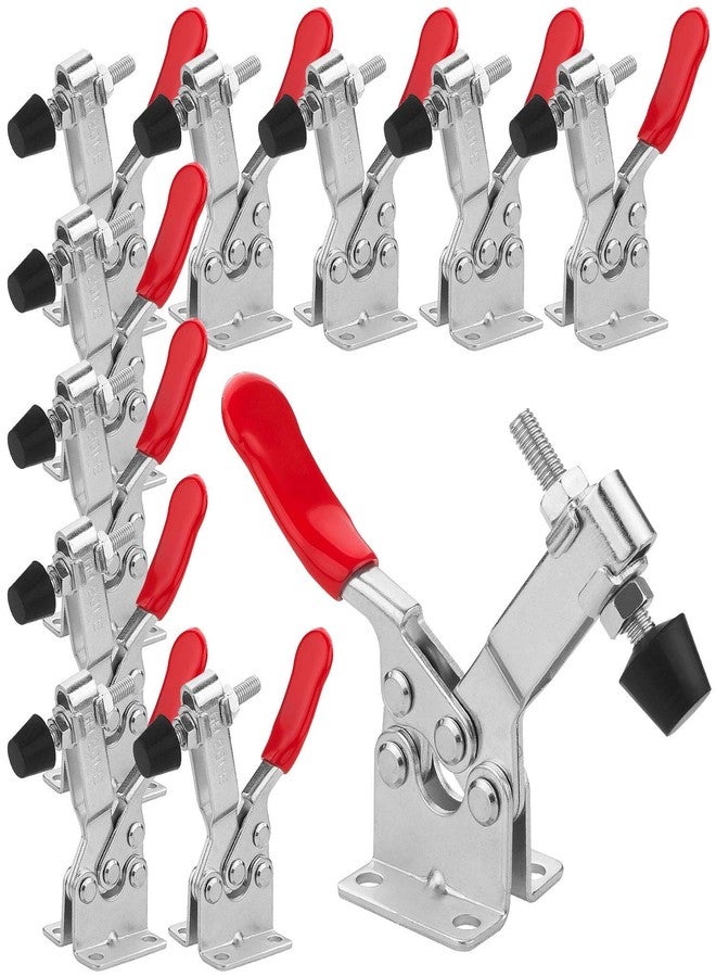 AConnet Adjustable Toggle Clamp 12 Pack 201-B Style Quick Release Toggle Latch Hold Down Clamp Antiskid Red Horizontal Clamps 360Lbs Holding Capacity Quick Release Woodworking Tool - Image 1