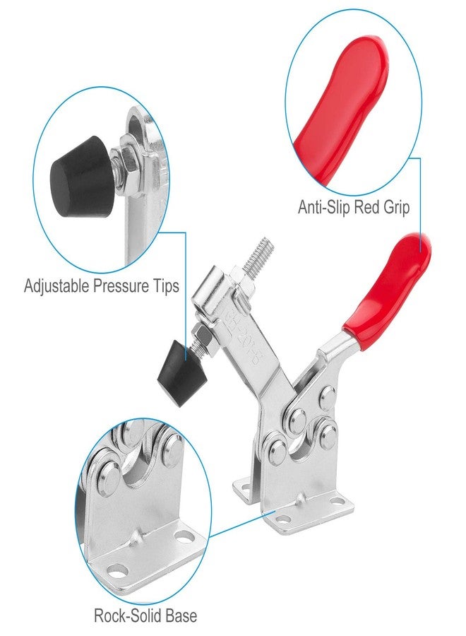 AConnet Adjustable Toggle Clamp 12 Pack 201-B Style Quick Release Toggle Latch Hold Down Clamp Antiskid Red Horizontal Clamps 360Lbs Holding Capacity Quick Release Woodworking Tool - Image 5