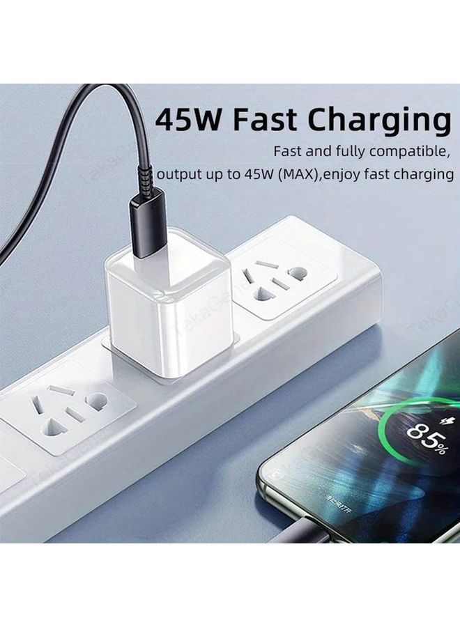 2Pcs White 78 74inch USB C Cable PD 3 0 45W Super Fast Charging Data Cable Reinforced Connector - Image 2
