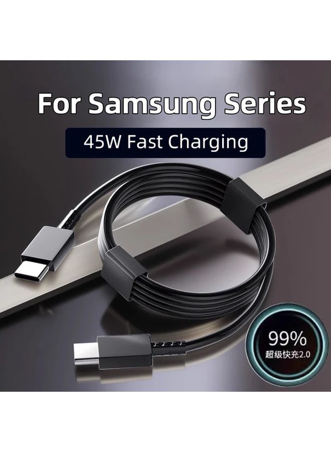 2Pcs White 78 74inch USB C Cable PD 3 0 45W Super Fast Charging Data Cable Reinforced Connector - Image 1