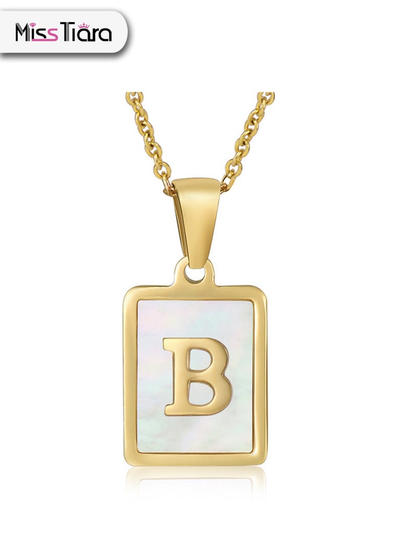 MissTiara Capital Letter A-Z Initial Chain Necklace For Girls Women Stainless Steel Square Charm A-Z Alphabet Pendant Necklace Good idea for birthday gifts graduation commemorations or classmate gifts - Image 1