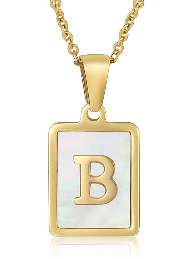 MissTiara Capital Letter A-Z Initial Chain Necklace For Girls Women Stainless Steel Square Charm A-Z Alphabet Pendant Necklace Good idea for birthday gifts graduation commemorations or classmate gifts - Image 2