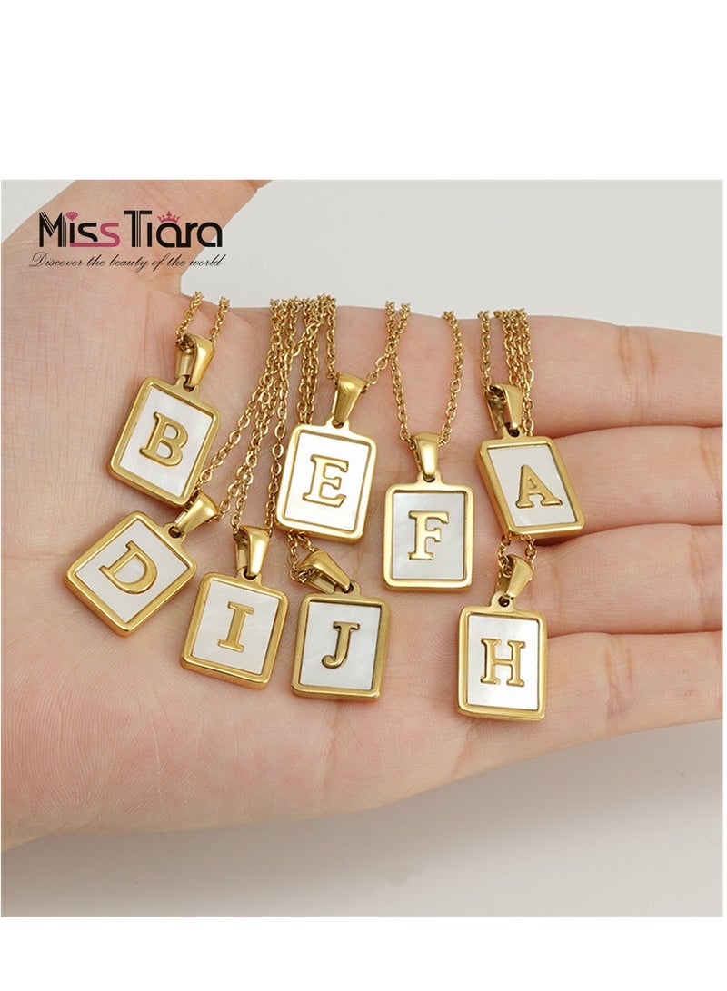MissTiara Capital Letter A-Z Initial Chain Necklace For Girls Women Stainless Steel Square Charm A-Z Alphabet Pendant Necklace Good idea for birthday gifts graduation commemorations or classmate gifts - Image 4