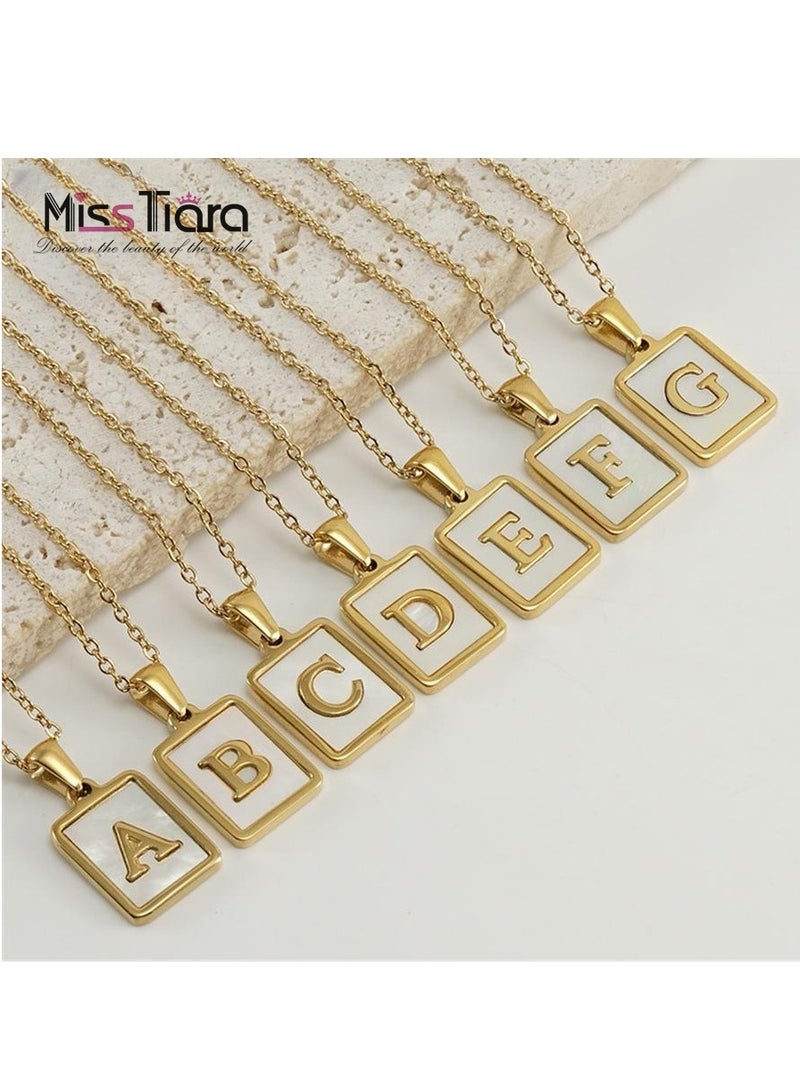 MissTiara Capital Letter A-Z Initial Chain Necklace For Girls Women Stainless Steel Square Charm A-Z Alphabet Pendant Necklace Good idea for birthday gifts graduation commemorations or classmate gifts - Image 3