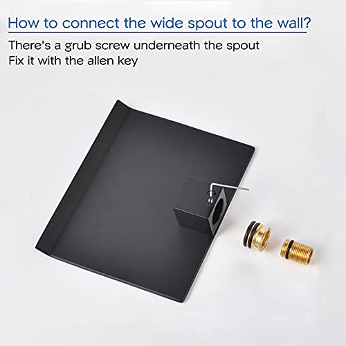 PHASAT Wall Mounted Waterfall Tub Faucet,Brass Waterfall Bathtub Faucet Tub Spout for Bathroom,High Flow Wall Mount Tub Filler Matte Black PTBB02E - Image 5