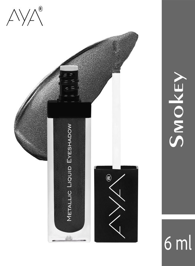 AYA Metallic Liquid Eyeshadow 06 - Smokey | Highly Pigmented Eyeshadow With Radiant Shimmer Finish | Non-Transfer, Insta Dry, Long Wearing Eyeshadow| - Image 5