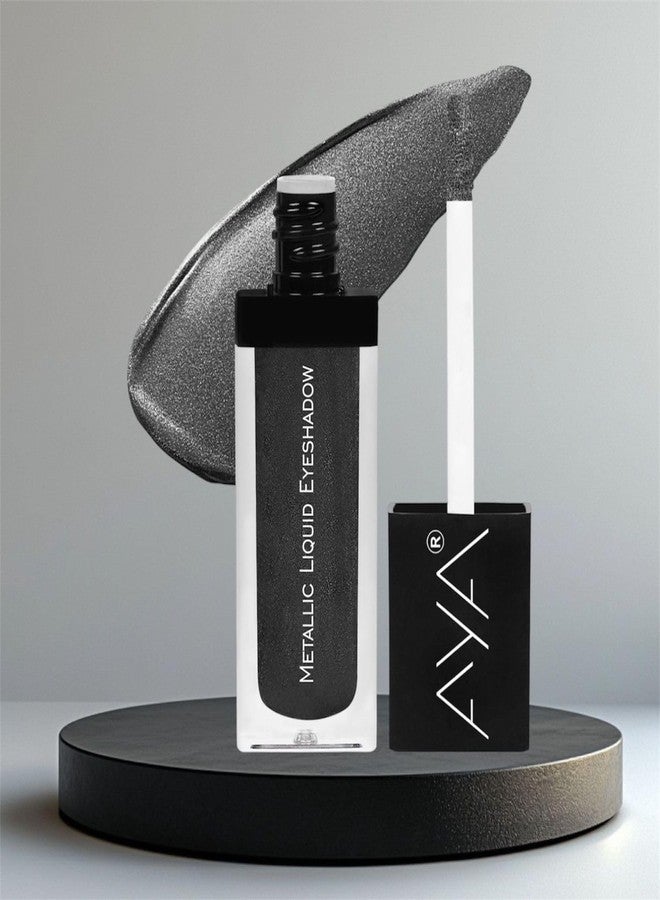 AYA Metallic Liquid Eyeshadow 06 - Smokey | Highly Pigmented Eyeshadow With Radiant Shimmer Finish | Non-Transfer, Insta Dry, Long Wearing Eyeshadow| - Image 4