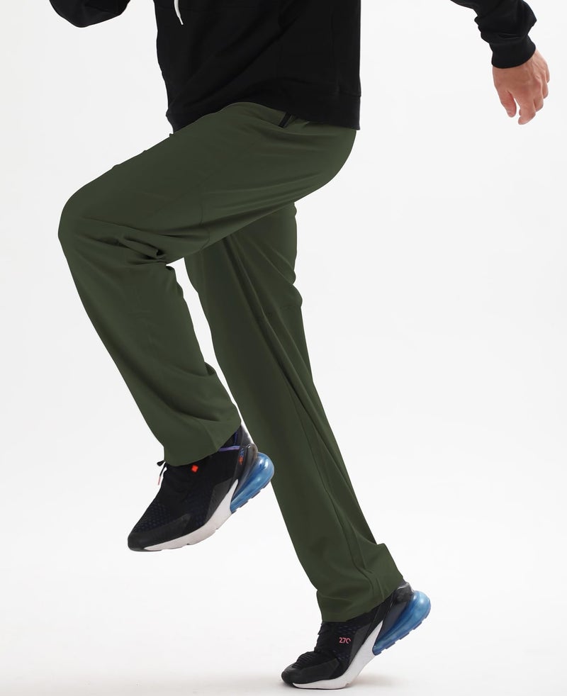 AIRIKE Men's Elastic Waist Hiking Pants Water Resistant Quick-Dry Lightweight Outdoor Sweatpants with Zipper Pockets ArmyGreen - Image 2