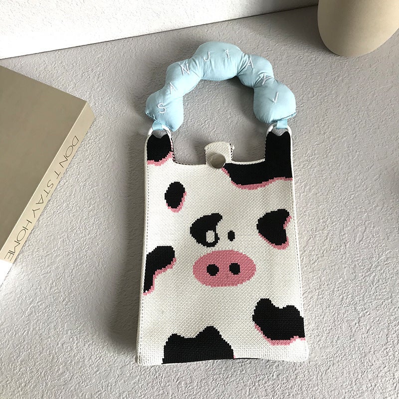 Mobile Phone Bag Cute Cartoon Knitted Mini Mobile Phone Bag All-Match Commuter Shoulder Messenger Bag Handbag - Image 3