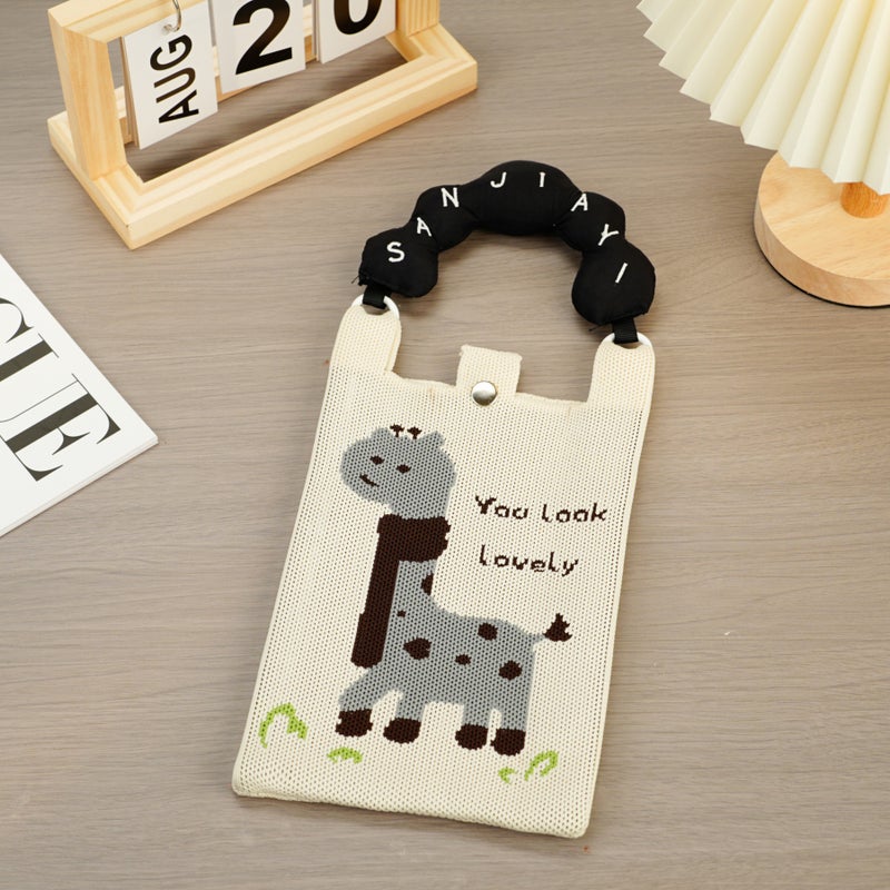 Mobile Phone Bag Cute Cartoon Knitted Mini Mobile Phone Bag All-Match Commuter Shoulder Messenger Bag Handbag - Image 1