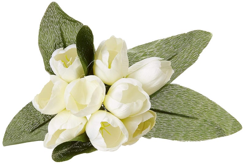 Fourwalls Beautiful Decorative Artificial Tulip Flower Bunch for Home dcor 40 cm Tall 9 Heads Set of 3 WhiteGreen - Image 2
