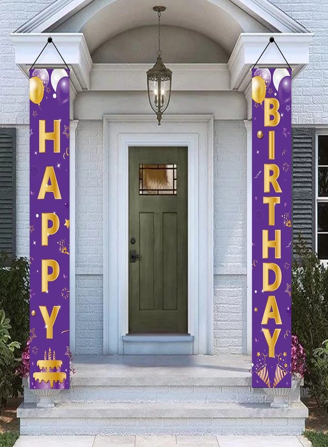 Parfundg Purple Gold Happy Birthday Door Banner Decorations, Happy Birthday Porch Sign Party Supplies for Girls Women, 16th 21st 30th 40th 50th 60th Birthday for Indoor Outdoor - Image 5