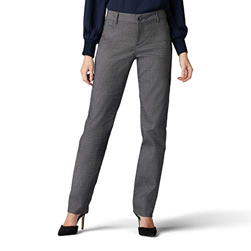 LEE Wrinkle Free Relaxed Fit Straight Leg Pant, 10, Black/White Rockhill Plaid - Image 1