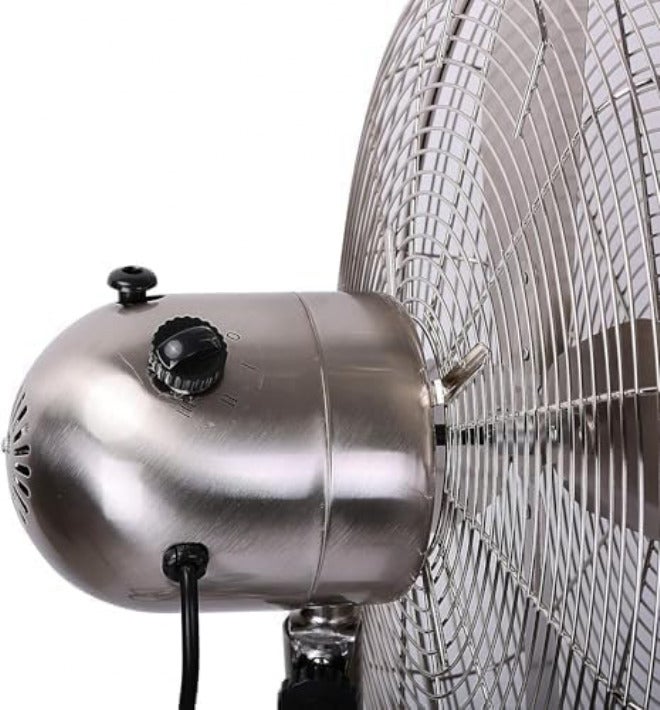 MICRON TURBO AIR SERIES - 16 INCH FULL METAL STAND FAN, ADJUSTABLE HEIGHT FAN, 50W- STUNNING SILVER - Image 1