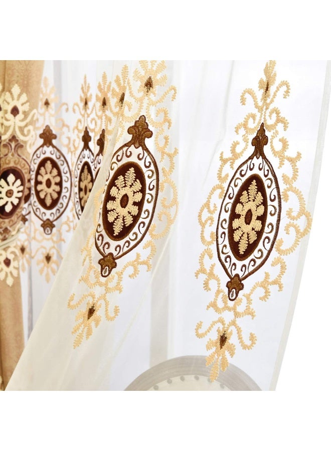 VOGOL Customized Simple Chenille Jacquard Sheer Window Elegance CurtainsDrapesPanelsTreatments for Bedroom Living Room 54 x 96 Top Grommets2 Panels - Image 5