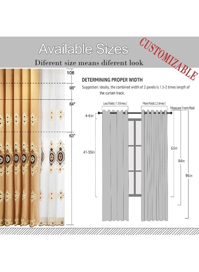 VOGOL Customized Simple Chenille Jacquard Sheer Window Elegance CurtainsDrapesPanelsTreatments for Bedroom Living Room 54 x 96 Top Grommets2 Panels - Image 3